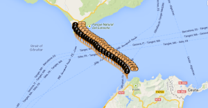 Spotter map Gibraltar crossing